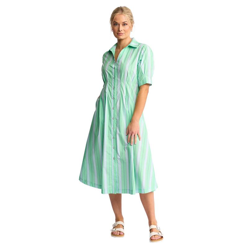 Vassalli Shaped Waist Button Up Dress With Pockets image number 3